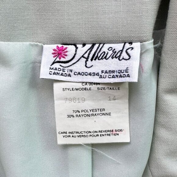 Vintage 80s D'Allairds Oversized Blazer - Light Sage Green - Lightweight Jacket - Picture 6 of 7